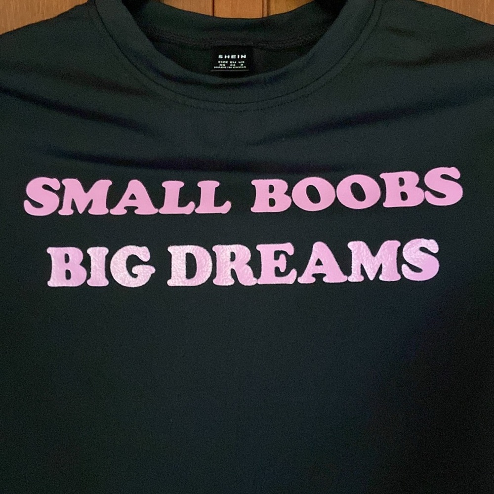 SHEIN Black Top with Pink Text - Picture 3 of 5